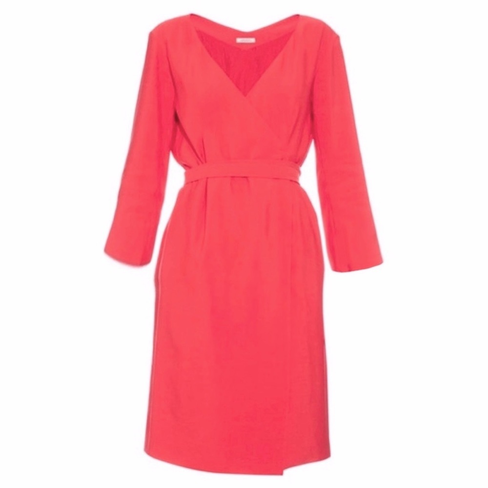 Nina Ricci Long-Sleeve Pink Cotton Wrap Dress